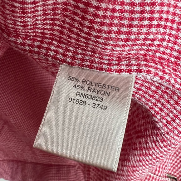 Christopher & Banks 3/4 sleeve button down jacket top. Red/white. Medium. - Picture 6 of 6
